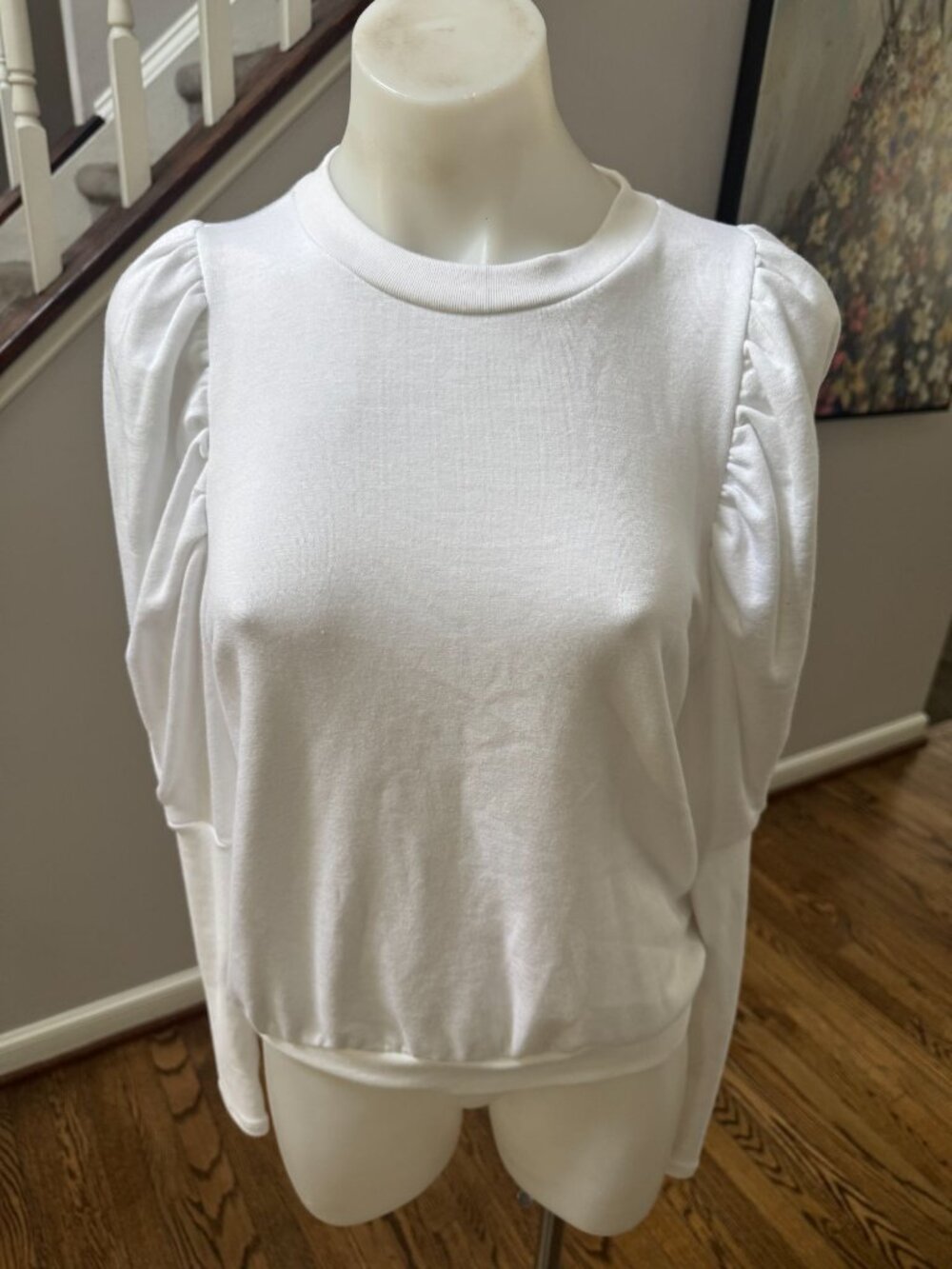Michael Lauren White Puff Sleeve Sweatshirt Size XS